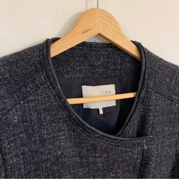 IRO Kajia Collarless Wool Tweed Jacket in Anthracite, Size 2 - Picture 5 of 10